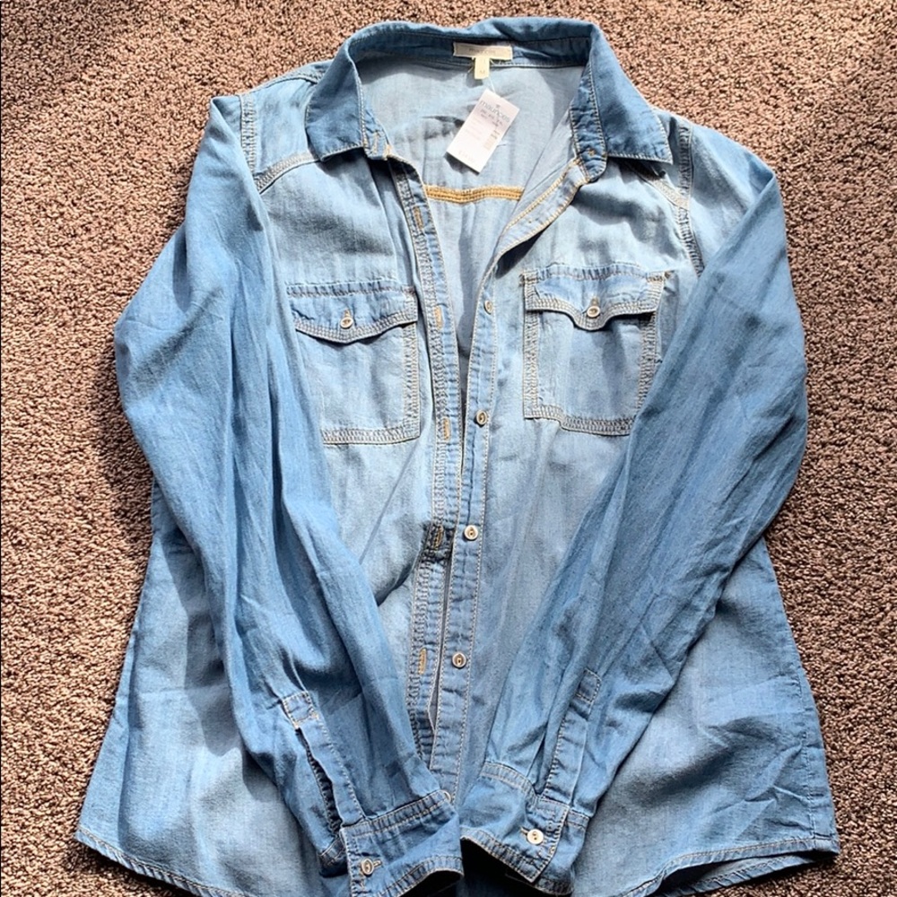 button up jean shirt